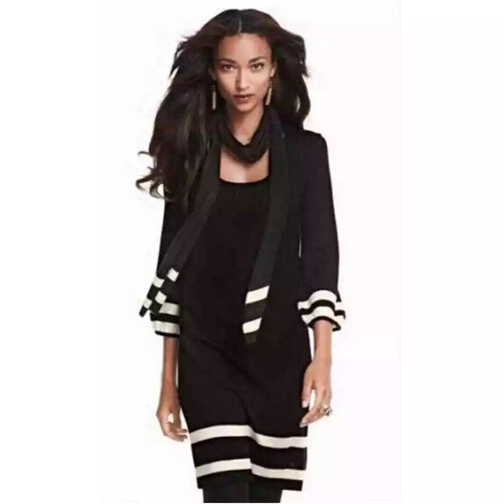 Lilly Pulitzer Merino Wool Black High Seas Stripe Connie Sweater Dress Sz L Work